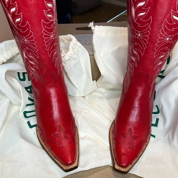 Tecovas | The Annie Eagle 🦅 🇺🇸 Barn Red Cowhide | Genuine Ostrich | 11B - Picture 9 of 17